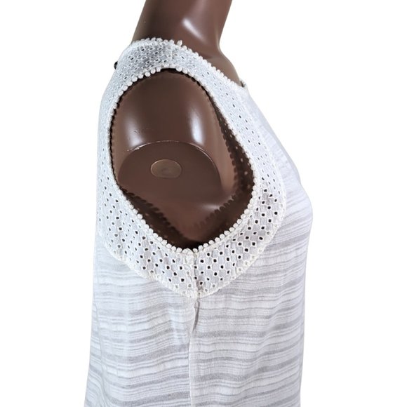 Lucky Brand XS Women's Cotton Ivory Eyelet Tank Top - Picture 5 of 8